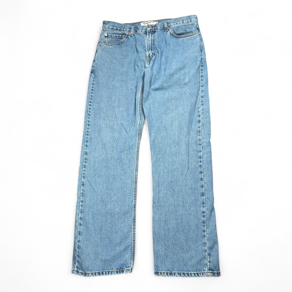 Levis 505 Jeans Mens 36x32 Blue Regular Fit Straight Leg Light Wash Denim Y2K